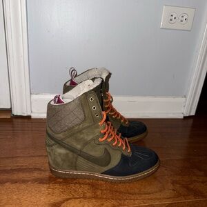 Nike Olive and Black Women's High-Top Wedge Sneakerboots